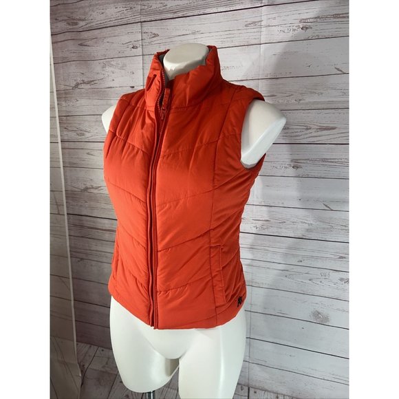 Aeropostale Women's Quilted Puffer Vest Size XS Orange Zip up gray Lined - Picture 2 of 9